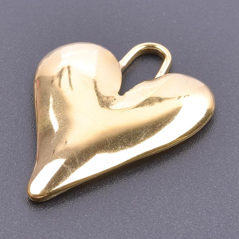 Personality 5pcs/Lot Stainless Steel Heart Pendants For Jewelry Making Supplies 18k Real Gold Plated Love Charm Pendant Findings