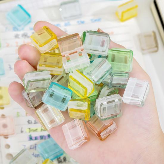 Clip-on Bookmarks Transparent Paper Clips with Push Mechanism Reusable File Fasteners Colorful Office Folders for Office School Document Organization