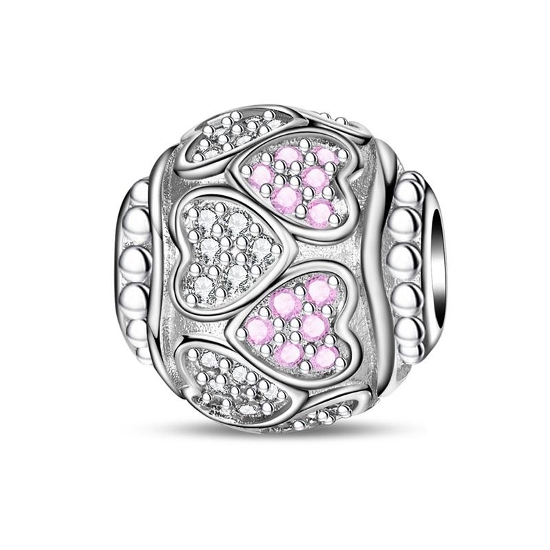 Lnlaid With Zircon Crown Charm Beads Copper Pink Robot Poodle Dangle For Original Braceletccharms Pendant Jewelry