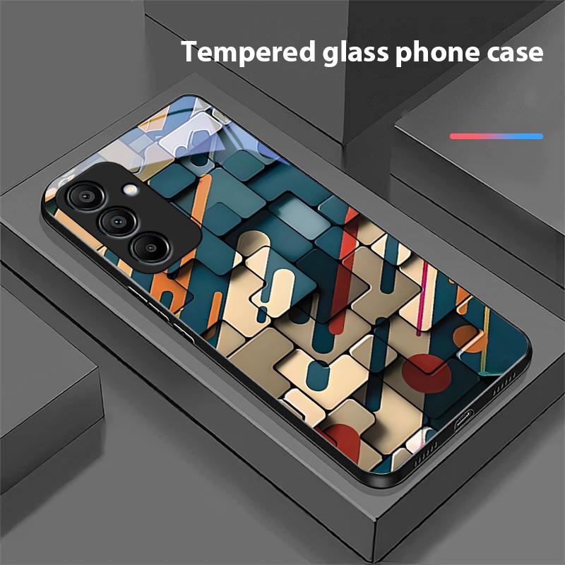 Kreativer Block für Samsung Galaxy A15 5G 54 4G 51 50 24 35 90 71 12 51 53 52S 80 22 34 Schwarze Hülle aus gehärtetem Glas