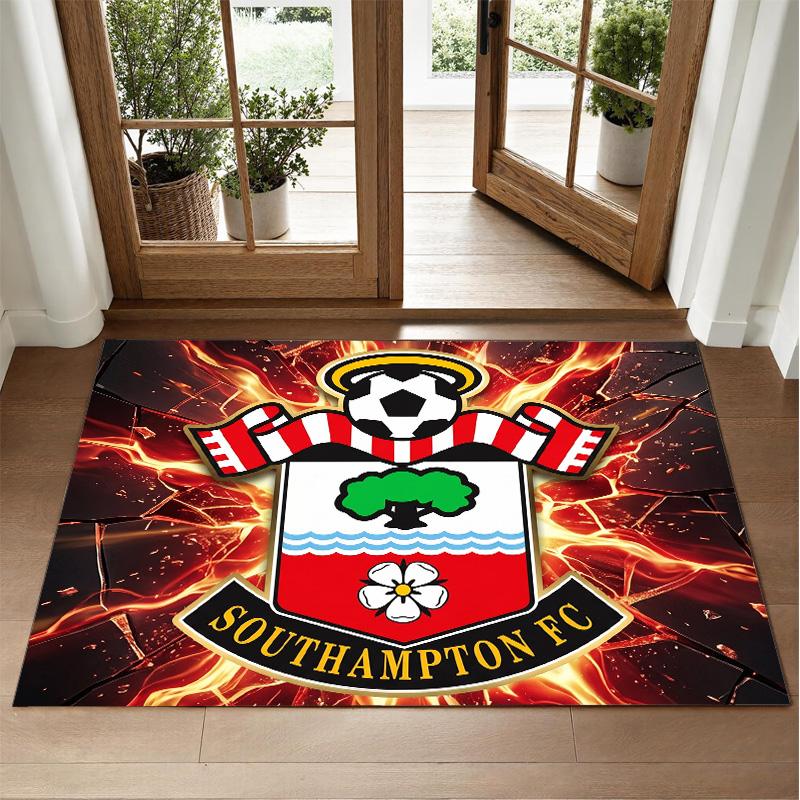 Southampton Football Design Crystal Velvet Rug Soft Decorative Mat for Bedroom Entrance