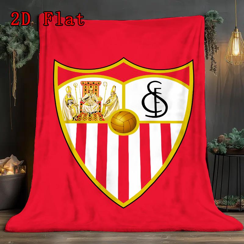Sevilla FC Pattern Flannel Blanket High Quality All Seasons Warmth and Comfort Perfect for Christmas Gifts.