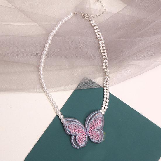 

Yousheng Искусственный жемчуг Сверкающие стразы Колье Ожерелье Регулируемая удлинительная цепочка Элегантный декор в виде бабочек Женское ожерелье Ювелирные аксессуары