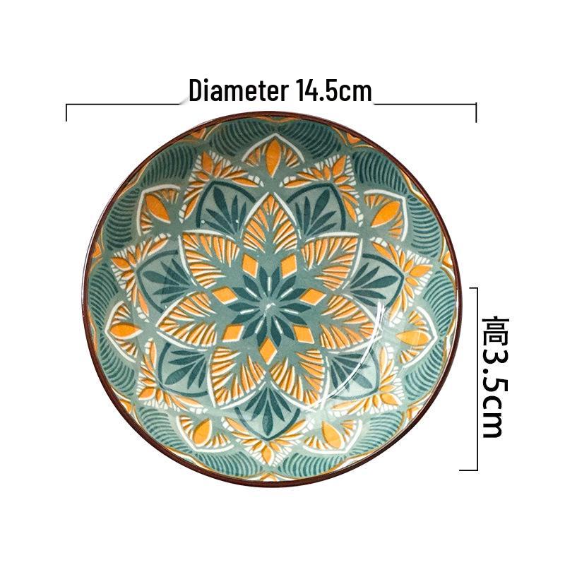 Bohemian 5-Inch Ceramic Underglaze Snack Plate - 2025 Model for Home Use
