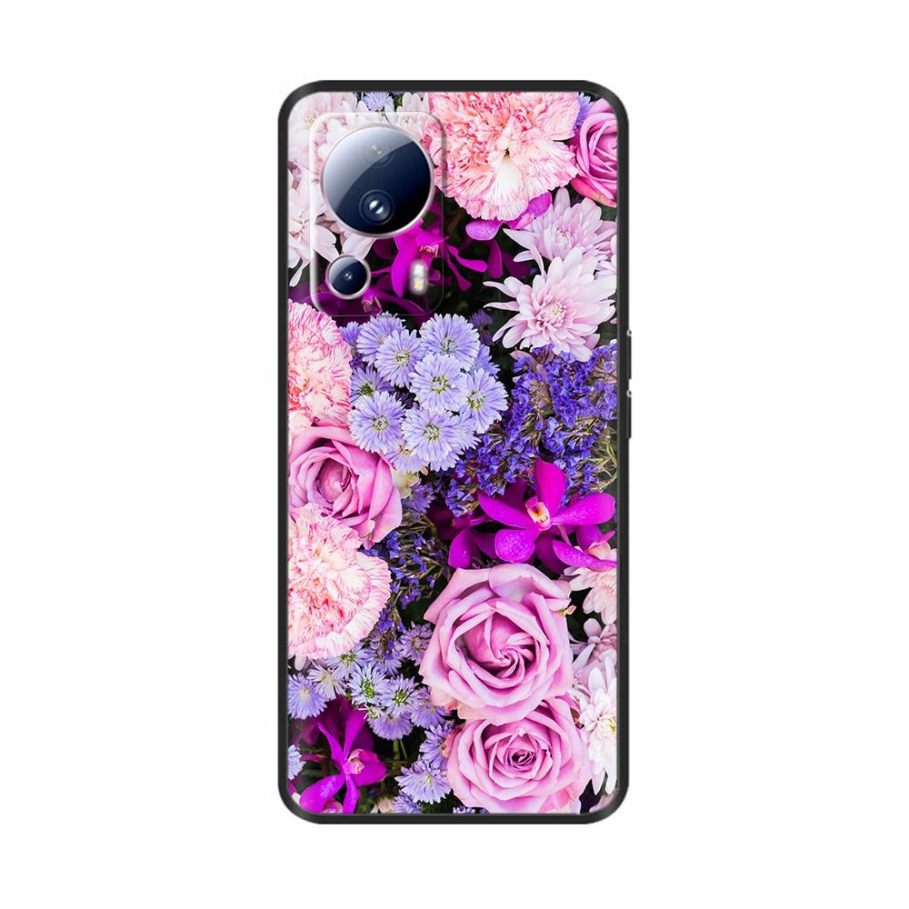 For Xiaomi 13 Lite Case For Xiaomi Mi 13 Lite 5G Flower Soft Liquid Silicone Cover For Xiaomi13lite Protection Back Cover Fundas