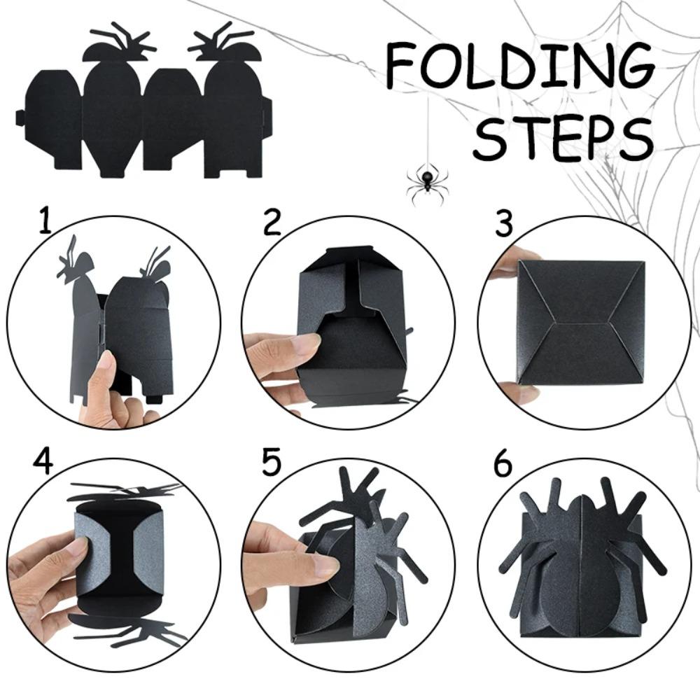 24pcs Spider/Pumpkin/Ghost Pattern Candy Packing Box Paper Snack Packaging Bag Grocery Store