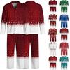 Kerstpyjamaset voor heren met knopenhemd en rechte broek, Casual print nachtkleding tweestukken outfit, Feestelijke loungewear voor de feestdagen