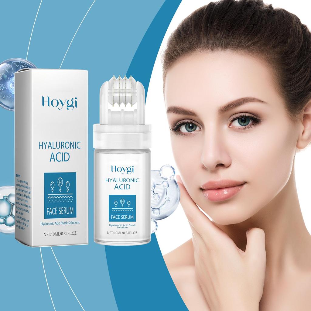 Hyaluronic Acid Facial Roller Serum, Hydrating Pore Minimizing Serum for Glowing Radiant Skin, Daily Moisturizing Face Care Roller Essence