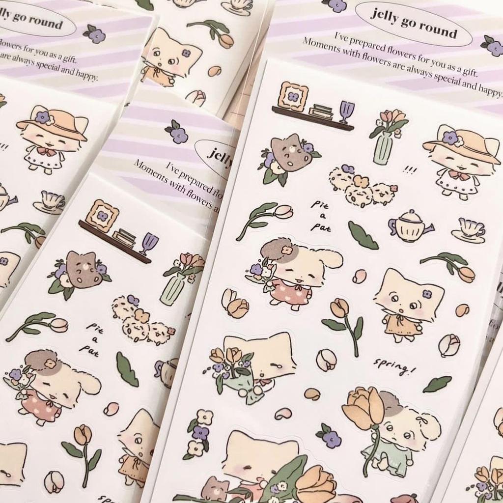 Korean Cute Cartoon Fox Rabbit Stickers for DIY Phone Case Decoration
