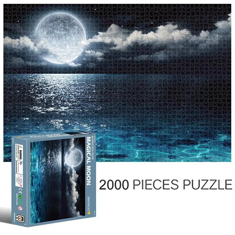 Starry Sky Fishing Village 2000 PCS of High Difficulty Adult Puzzle Building Blocks Puzzle Toys Cartoon Animal Anime Toys Gifts