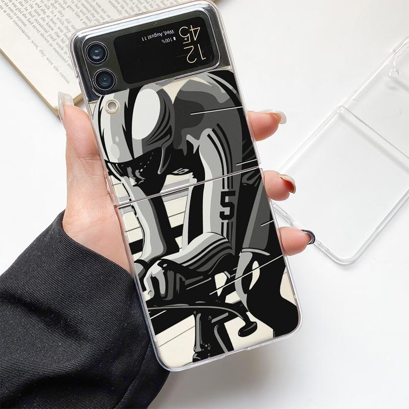 Mountain Bike Cycling Art Fashion Phone Case For Samsung Galaxy Z Flip 3 4 5 6 7 Hard Folding Z Flip4 Clear PC Cover Gift