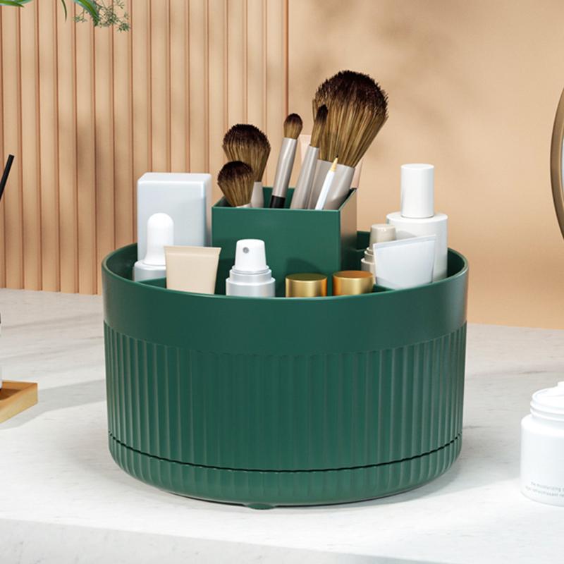 1 makeup brush holder storage box, 360° rotating makeup brush storage box, 5-slot makeup brush cup, suitable for cosmetics, pen