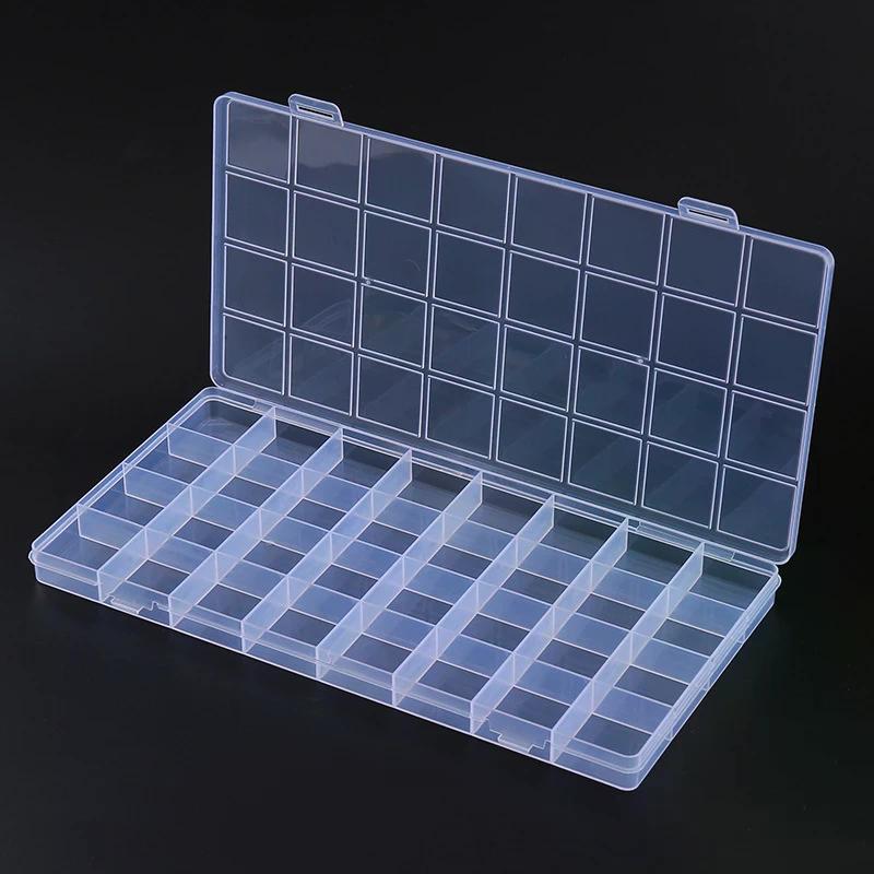 Case 32 Grid Compartment Plastic Transparent Storage Box Jewelry Earring Bead Screw Holder Display Organizer Container