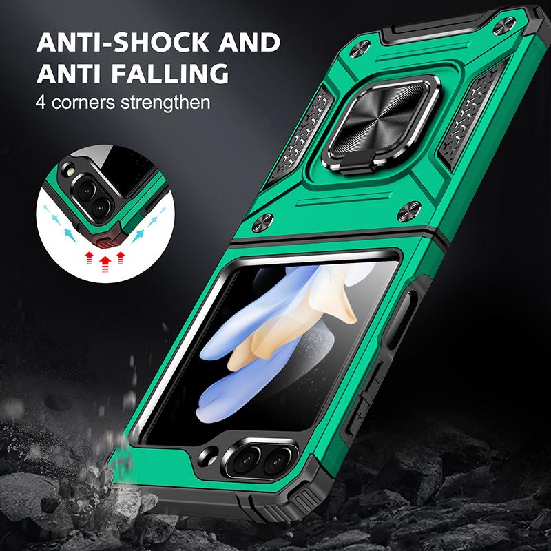 Luxury Anti-Drop Folding Armor Cover Stand Case for Samsung Galaxy Z Flip5 Flip4 5G Non-Slip Cell Phone Bag for Galaxy Z Flip 5 Protective Case