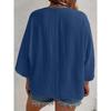 New Women's Plus Size Casual V-Neck Long Sleeve Blouse Elegant Solid Color Loose Fashion T-Shirt Top for Spring Summer