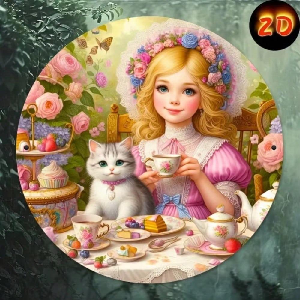 Vintage Tin Sign Metal Wall Art Cats Afternoon Tea Home Decor 20x20