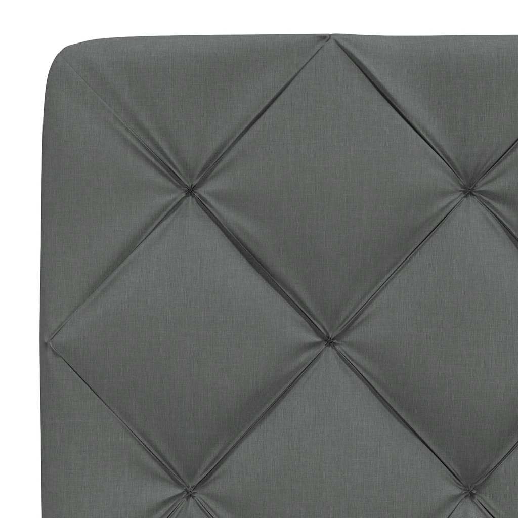 Bed Frame with LED Lights without Mattress Dark Grey 140 x 190 cm Fabric