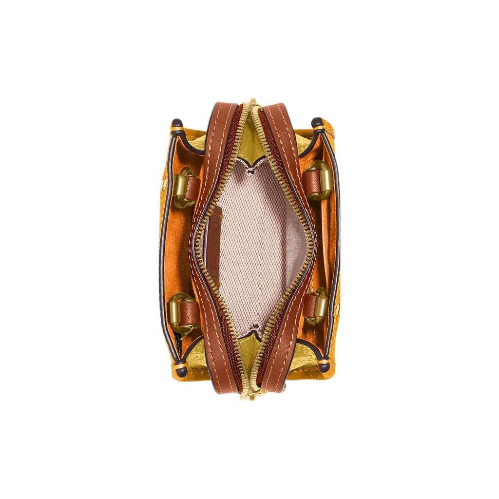 Coach Rogue 11 Solid Color Carriage Tag Pebble Leather Square Shoulder Crossbody Mini Bag Women bags Orange-Yellow CI808-B4SZ9