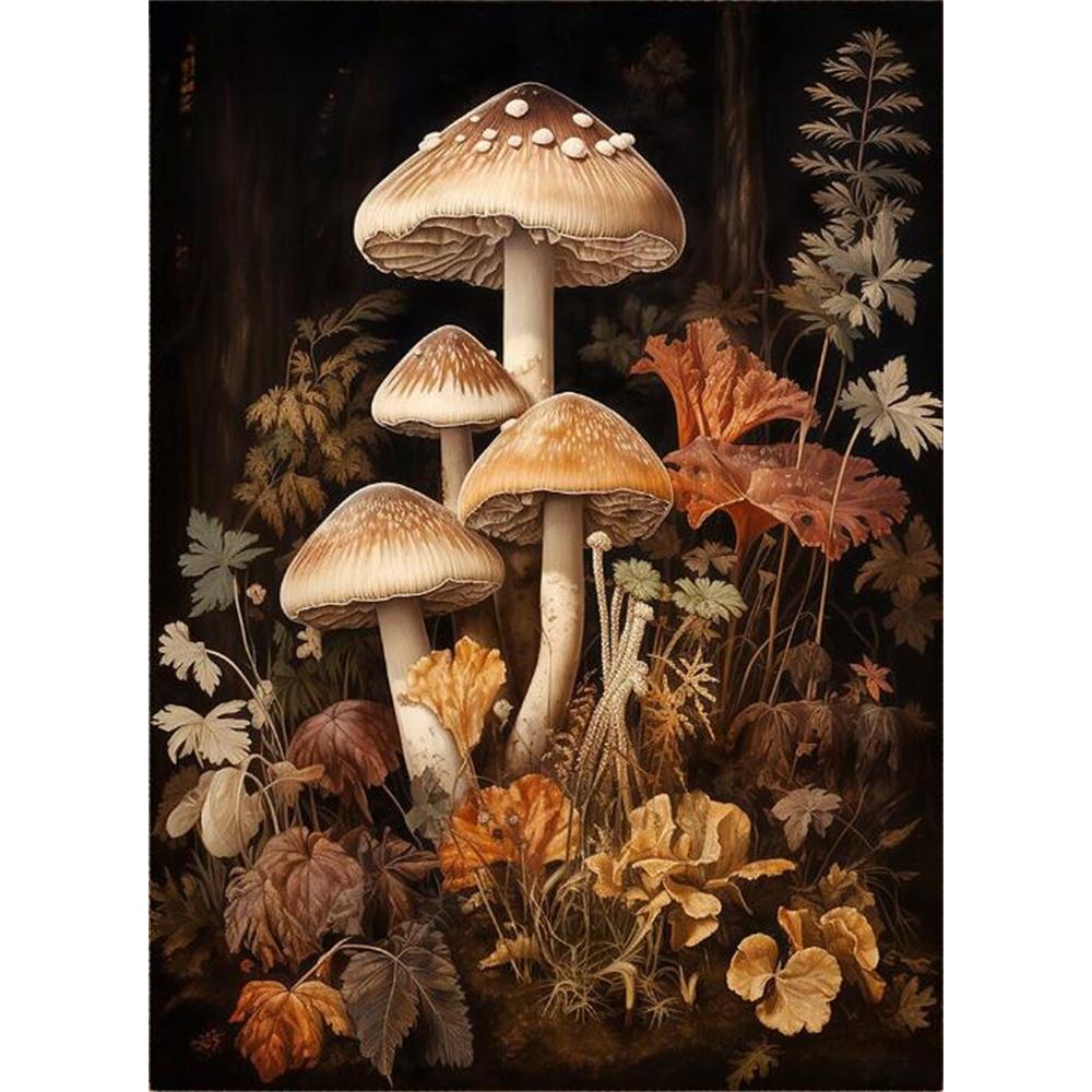 Forest Animals Butterfly Bat Plants Flowers Canvas Wall Art Nature Diamond Painting Decor Vintage Dark Skeleton Pumpkin Halloween