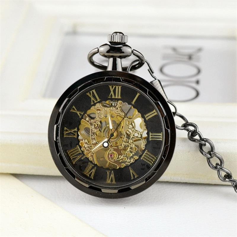 Luxury Antique Men Steampunk Fob Watches Clock Pendant Hand-winding Skeleton Mechanical Pocket Watch