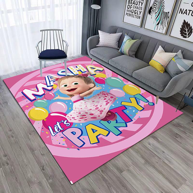 Russian animation Masha and the Bear Fairy Tale Cartoon Carpet Soft Home Living Room Bedroom Door Mat Outdoor Picnic Ground Mat rug T4