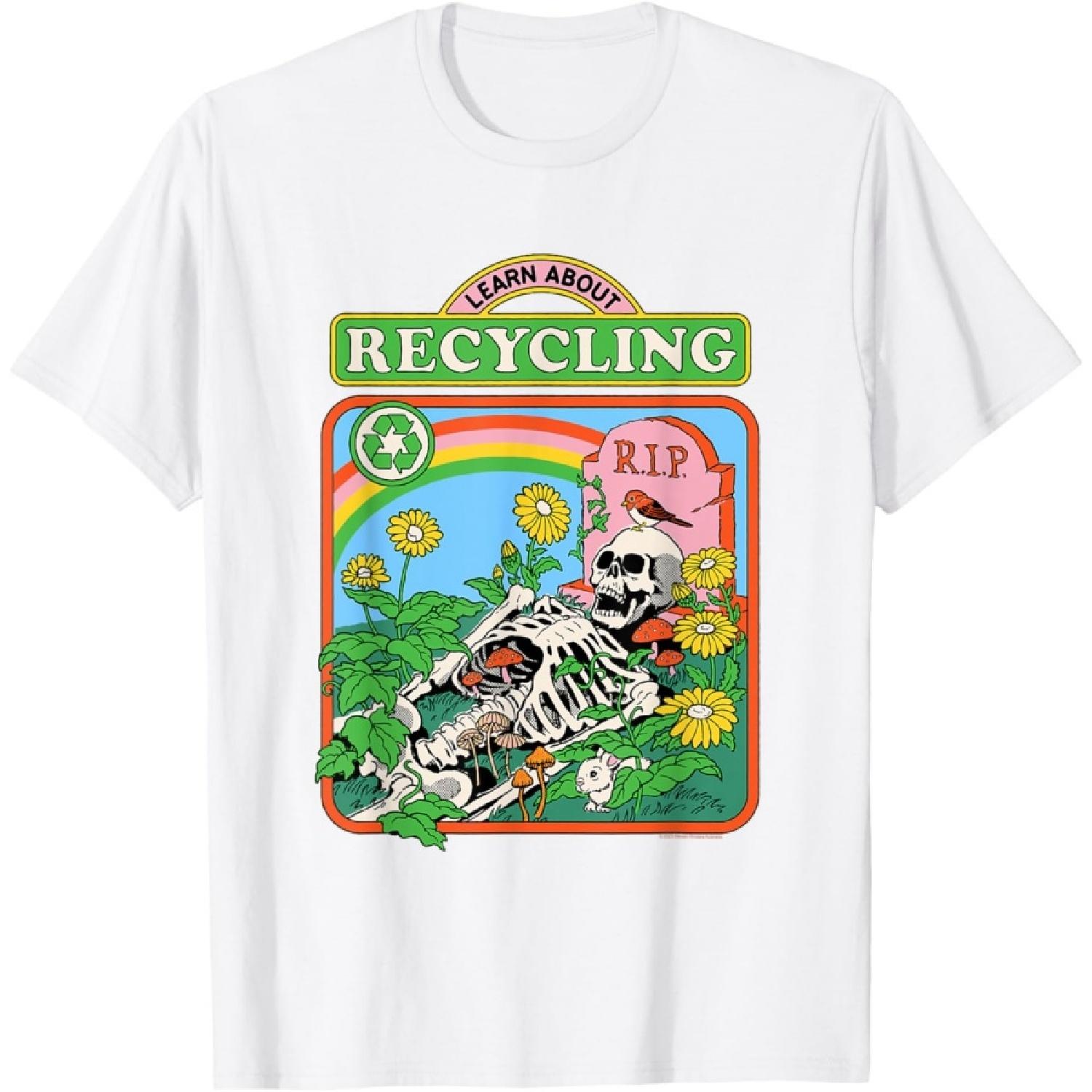 Learn Recycling Skeleton Retro Dark Humor T-Shirt XXXXXL белый