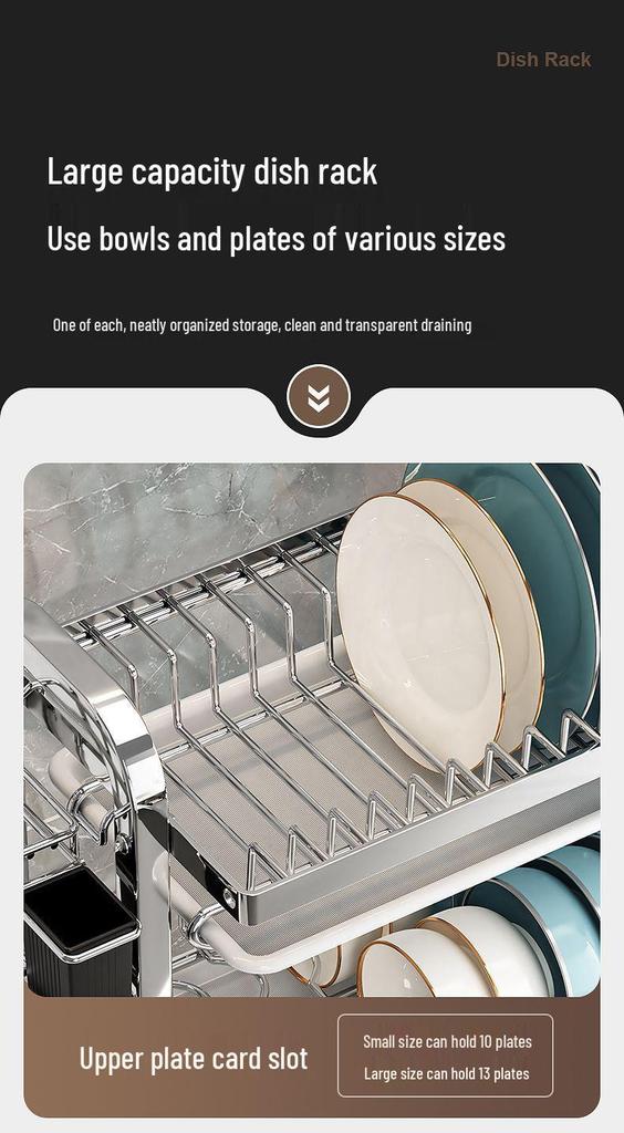 304 Stainless Steel Multi-functional Dish Drying Rack for Plates and Bowls