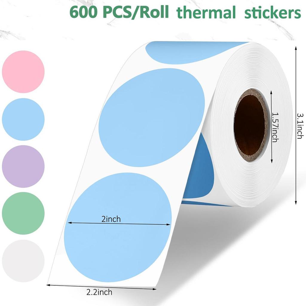 Термонаклейки круглі 2 дюйми, самоклейні, для прямого термодруку, багатоцільові наклейки для принтера для DIY дизайну логотипу, QR-коду, бейджа