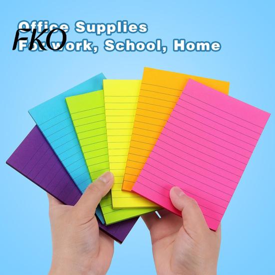Reminder Stick Notes 6 Pcs Lined Notes, 6x4in Ruled Self-Stick Pads, 45 Sheets/Pad Colorful Sheet Adhesive Sticking Memo Pads for to Do List,