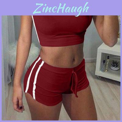 Elegant And Chic Fashion Sexy Women Sports Sets Sleeveless Round Collar Tops And Shorts