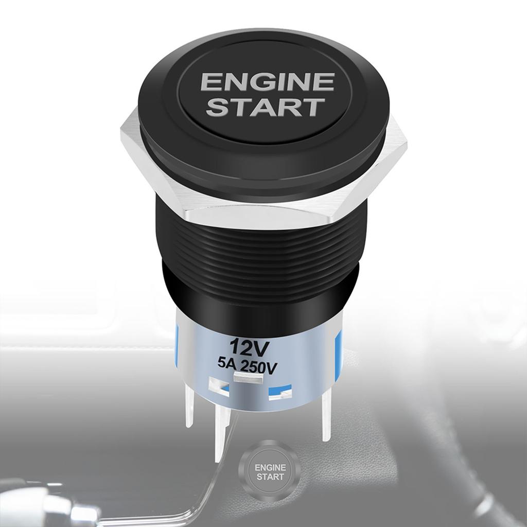 12V Waterproof Car Engine Start Push Button   Ignition Starter Black Zinc Aluminium Alloy