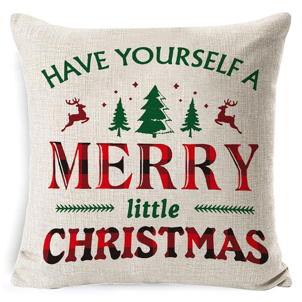 Furniture New Linen Pillow Christmas Pillowcase Sofa Cushion Home Lumbar Pillow