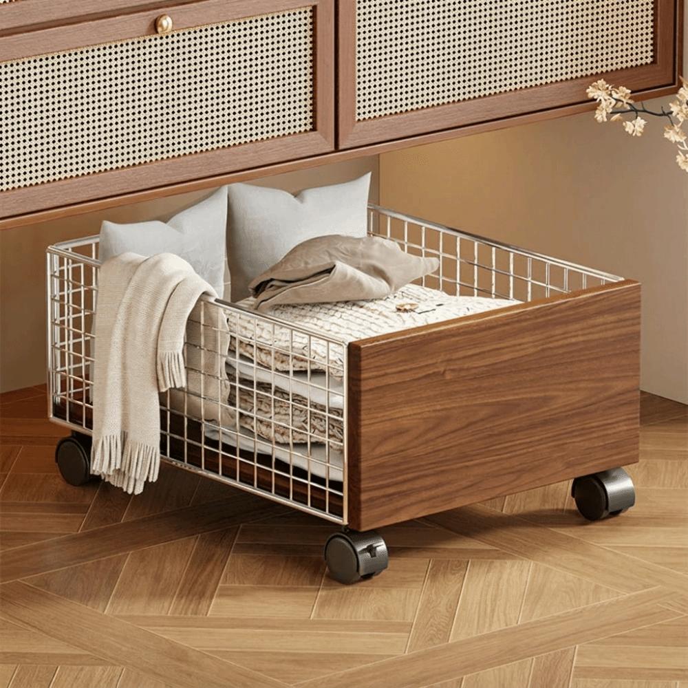 Large Capacity Under Cabinet Rolling Cart with Wheels Space Saving Rolling Storage Basket Multi-Functional Creative Storage серебряный