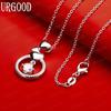 925 Sterling Silver Three Heart Rings Pendant Necklace Set With AAA Zircon - Stylish Evening Jewelry