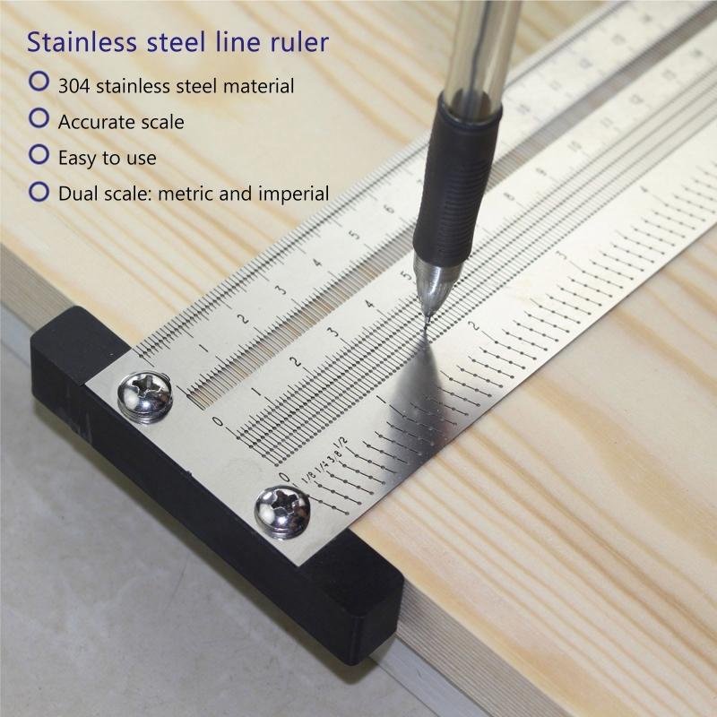 Portable for T Type Scribing Ruler Stainless Steel High Precision Metric Hole Ruler Precision Marking T-Rule Carpenter T