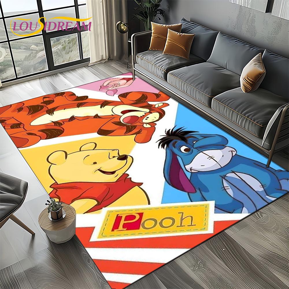 Tappeto Tappetino Decorativo Tappeto Cartoon Orso Winnie Pooh Carino 3D per Camera da Letto Soggiorno Casa Divano, Gioco Bambino Decorazione Grande Tappetino Pavimento Regalo