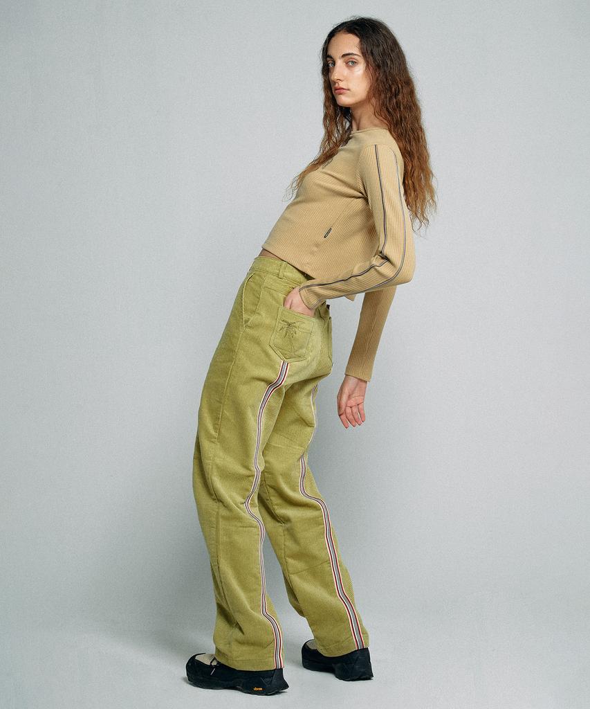 SCULPTOR Taped Corduroy Beach Pants Lime