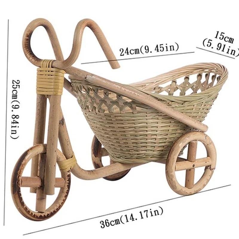 

Mini Handmade Woven Wicker Straw Rattan Basket for Fruit Food Bread Organizer Bicycle Art Crafts Kitchen Desk Decoration