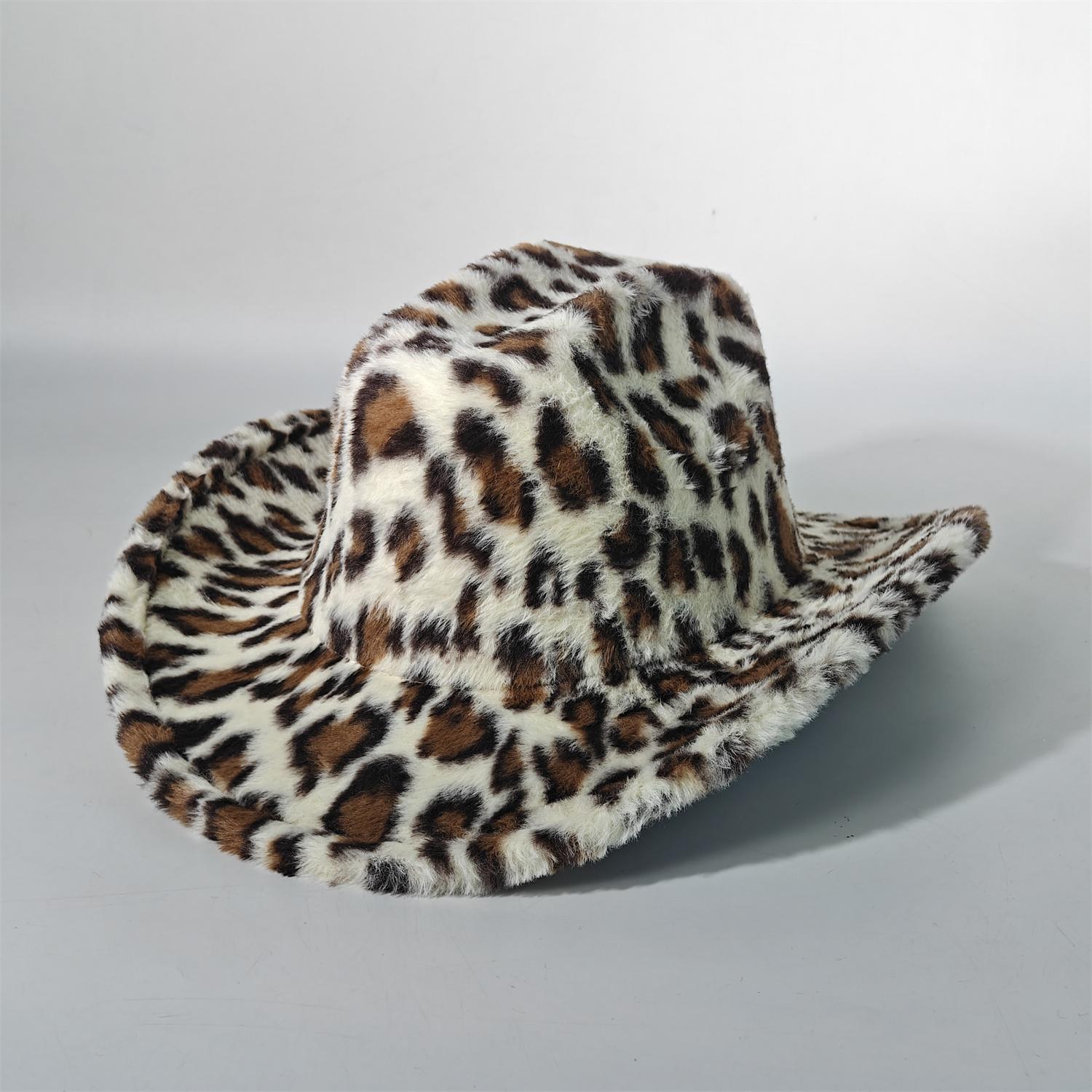 

New Winter Rabbit Fur Cowboy Hat 7.5 cm Western Cowboy Fedora Men and Women s Panama Fashion Travel Party Hat Warm Cowboy Hat 56-58cm