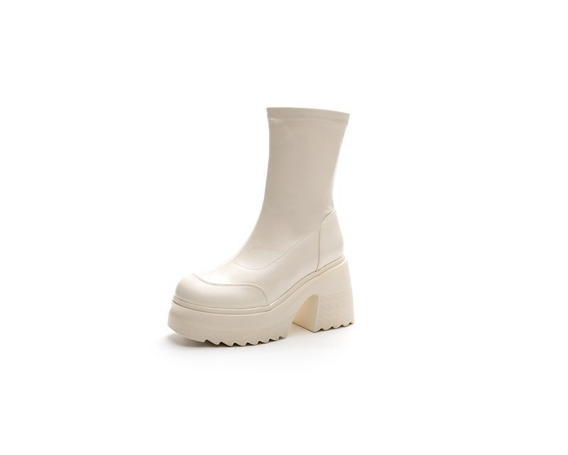 Fashion 10CM High Platform Thick Heels Women Sexy Mature Nightclub Ankle Boots Ladies Split Leather Woman Fashion Shoes Booties