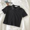 Women's Summer Ribbed Knit Polo Collar Slim Fit Top
