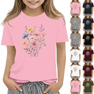 Toddler Girl Boy T-Shirts Kids Top Boys And Girls Printed Short Sleeved T-shirt 1-12Y