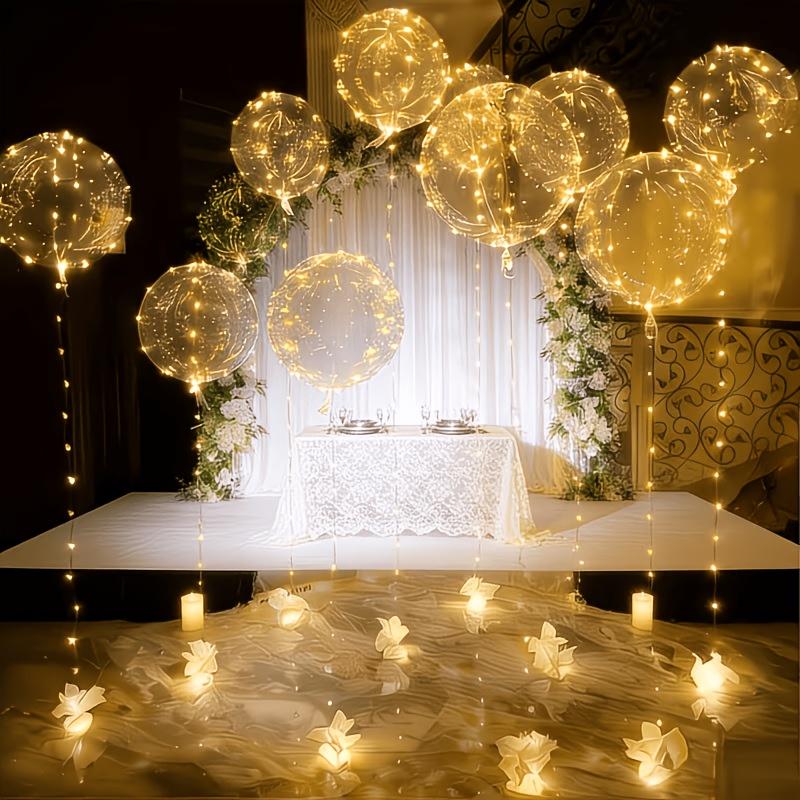 

Bobo Balloons with LED Lights Transparent Glowing Bubble Balls for Wedding Birthday Decorations, Party Supplies 5pcs бежевый