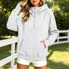 Women's Loose Fit Half Zip Hooded Pullover Sweatshirt Long Sleeve