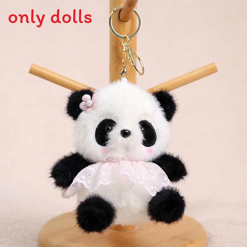 Cute Panda Fairy Plush Doll Keyring With Dresses And Floral Decor For Bag Decor