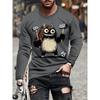 New cartoon animal pattern 3D print men's long sleeved T-shirt spring and autumn fashion casual round neck shirt men's clothing
