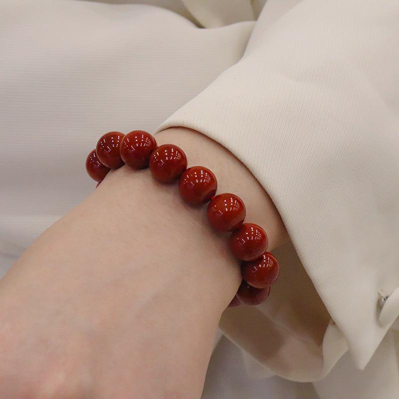 Natural Nanhong Agate Round Bead Braceletfashion Women Daily Jewelry Gift