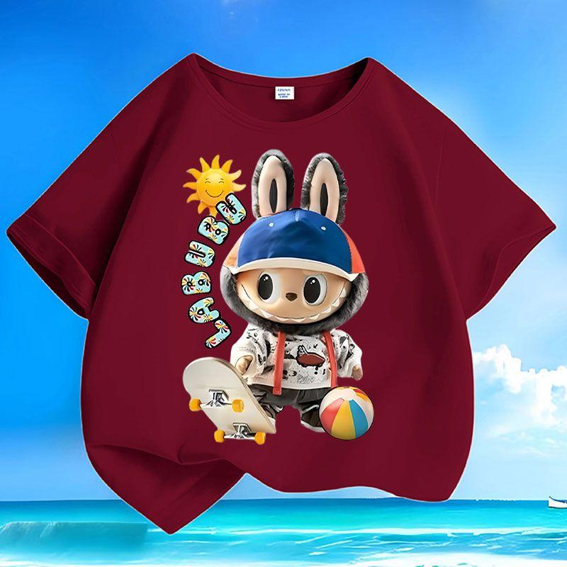 

Children s Fashionable Round-neck Top, Summer Casual Short-sleeved Top for Boys and Girls 160