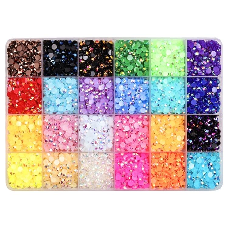 Electroplated Resin Rhinestones In 15 Section Case Ideal For Nails And Jewelry Decoration