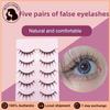 5 Pairs Natural 3D Dense False Eyelashes Soft Transparent Core Fake Handmade Eye Lashes